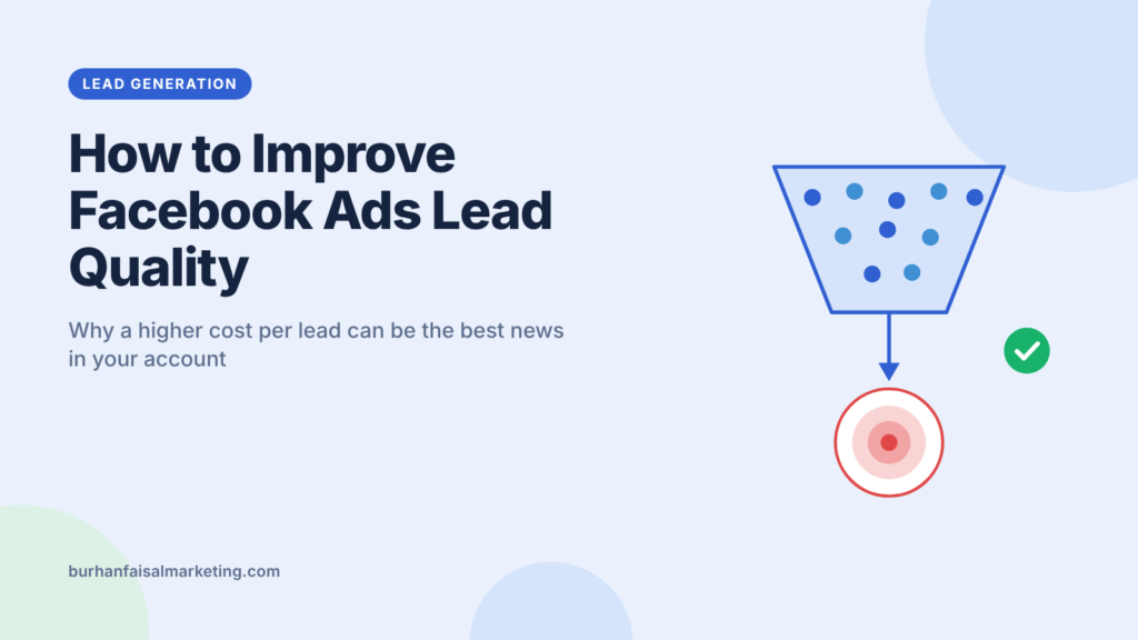 Facebook ads lead quality shown as a funnel filtering leads down to a qualified target